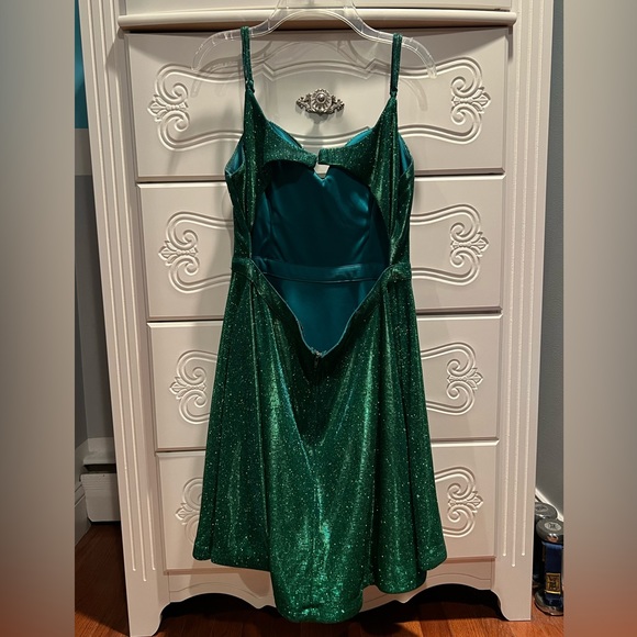 Green Sparkly Open Back Dress - Picture 2 of 3